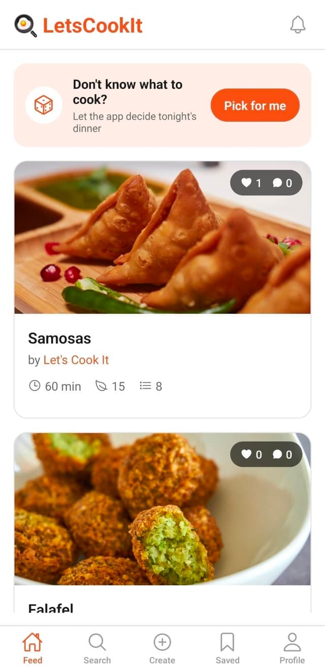 LetsCookIt — Pick for me recipe suggestion